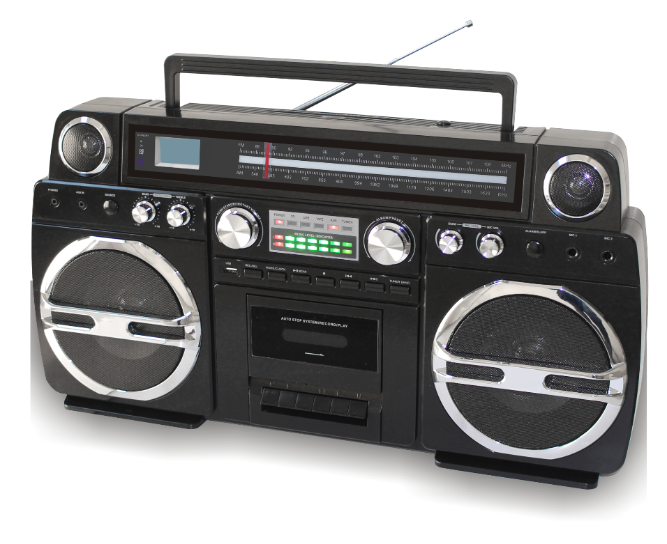 Monster BK 1980S-Style Boom Box CD Player, Cassette Player/Recor